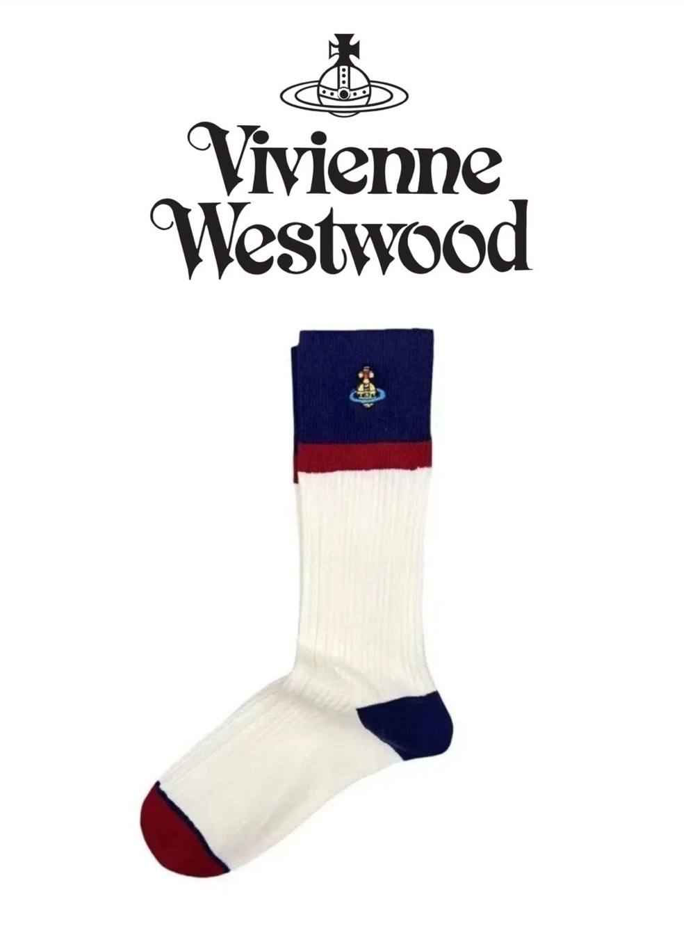 Vivienne Westwood Unisex Colorblock Ribbed Socks - Multi Color Choices - Picture 4 of 13